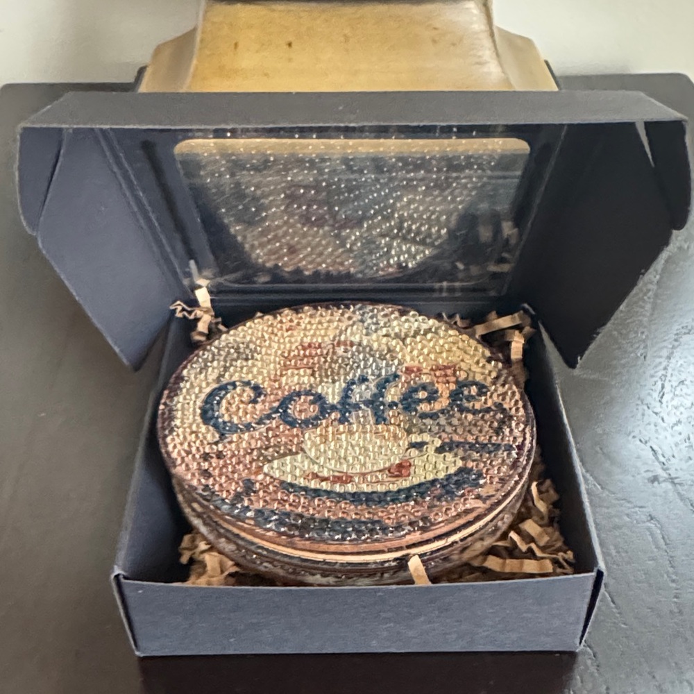 Handcrafted Coffee Diamond Art Coasters – Café Style | Set of 4 Gift Ready - Picture 5 of 6